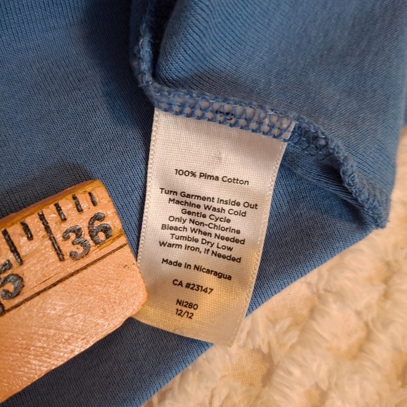 Talbots Large Sleeveless T-Shirt Blue Pima Cotton Button Shoulder Muscle Tee - Picture 6 of 7